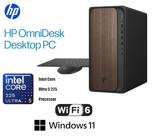 Image of HP 2025 OmniDesk M03 Premium Business Next Gen AI Desktop Computer Intel Core Ultra 5 225(Up to 4.9GHz), 16GB DDR5 RAM, 256GB PCIe SSD,+ 1TB HDD Wi-Fi 6, HDMI, DP, 2-Monitor Support 4K, Windows 11