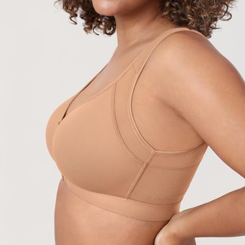 DELIMIRA Women's Front Closure Posture Wireless Back Support Full Coverage Bra Polyamide Polyester Elastane