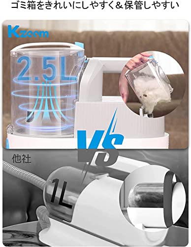 Kzoom Pet Clipper Grooming Kit with Vacuum Suction and Vacuum Picks Up 99% Pet Hair, 5 Grooming Tools, Low Noise Pet Grooming Vacuum with Dog Clippers,2.5L Large Capacity Pet Hair Collection Box - Image 6