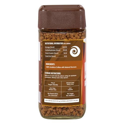 Image of Planet Coffee Divine Hazelnut Flavoured Instant Coffee | 100% Pure Arabica | 50g Glass Jar | Freeze-Dried | No Added Sugar | Medium Roast | Makes 25 Cups