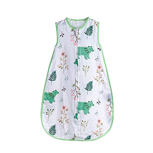 Image of Baby Sleeping Sack Muslin Cotton, Soft Wearable Blanket for Summer, 0.5 Tog Sleeveless Sleep Sack for Newborns (0-3M), 6-12M, 0-12 Months, Lightweight Infant Sleep Bag for Boys & Girls