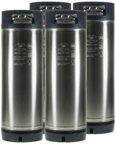 The Homebrew Shop Barril de preparación casera de 5 galones – Nuevo candado de bola – Tanque de producto de acero inoxidable – Paquete de 4, plata,