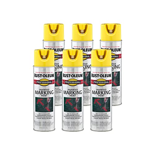 Image of Rust-Oleum 2544838-6PK Professional Inverted Marking Spray Paint, High-Visibility Yellow, 15 Ounce (Pack of 6)