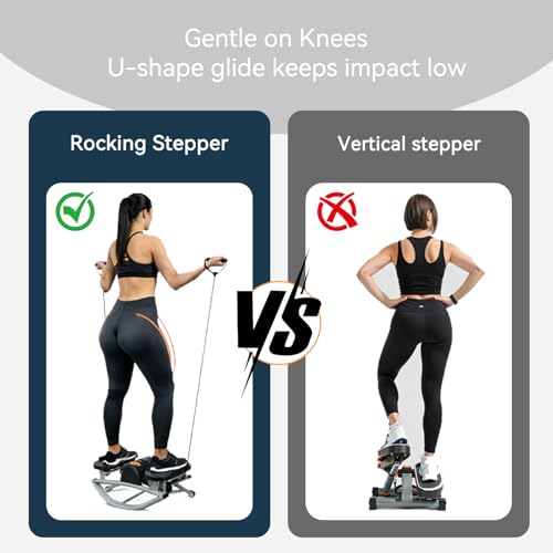 Image of Rock Stepper Side to Side - Lateral Stepper & Glute Trainer with Resistance Bands, Low Impact Side to Side Stepper for Home Exercise, Quiet Step Rocker Machine No Assembly 250LBS