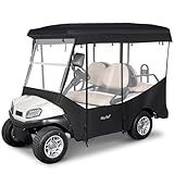 WEIMELL Golf Cart Enclosure 4 Passenger for Club Car Tempo Onward Precedent Extended Roof 88' 4-Seater 600D Waterproof Transparent Driving Rain Cover with 4-Sided Clear Windows Roll-up Door Black