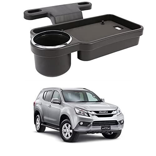 Image of Oshotto (FT-04) Foldable Car Auto Headrest Rear Back Seat Table Drink Food Cup Tray Holder Compatible with Isuzu MU7 - Black