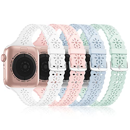 Image of Lace Silicone Bands Compatible with Apple Watch Bands for Women
