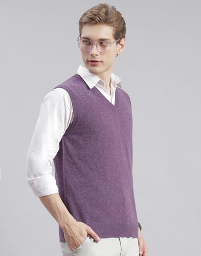 Image of Monte Carlo Off White Solid V Neck Sweater | Warm Woolen Pullover for Men | Soft Comfortable Knitted Winter Wear Sweater for Men's