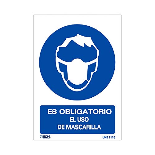 Vinilo Obligatorio Uso Mascarilla 210X300Mm En Oferta Edm 08907 Vinilo Obligatorio Uso Mascarilla, Varios Colores, 210 X 300 Mm