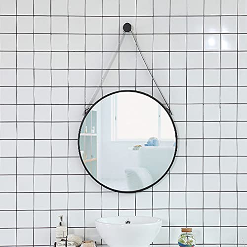 Espejo redondo negro de 50 cm: espejo de pared de hierro para baño y maquillaje 6