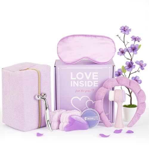 Set Regalo Mujer – Kit Cuidado Facial Completo con Piedra GuaSha, Masajeador Facial, Cepillo Limpieza Facial, Mascarilla, Diadema, Neceser y Esponjas – Inspirado en Skincare Coreano para Rutina Facial