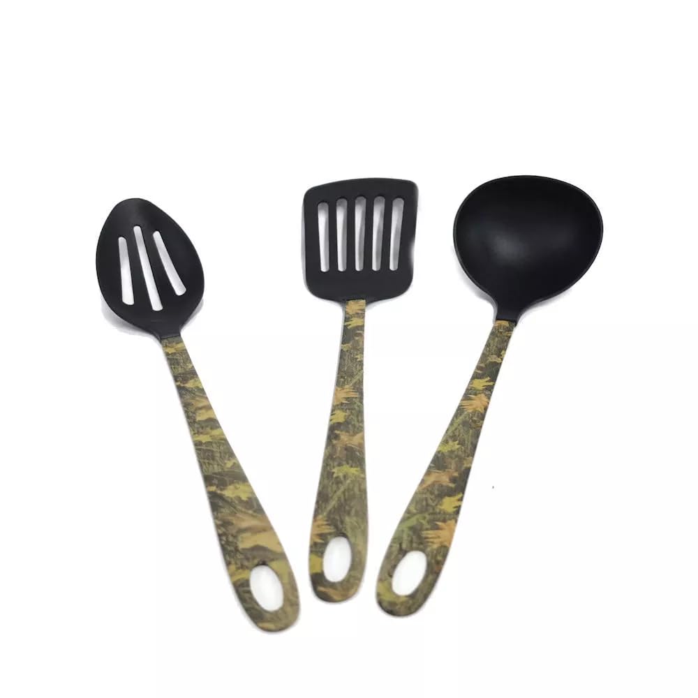 Woodland Creek Camouflage Kitchen Utensil 3 PC Set- Turner, Slotted Spoon, Ladle