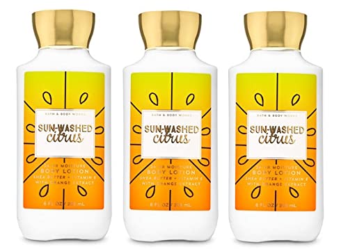Bath & Body Works Sun Washed Citrus 24 HR Moisture Body Lotion Lot of 3 - Full Size, orange yellow,