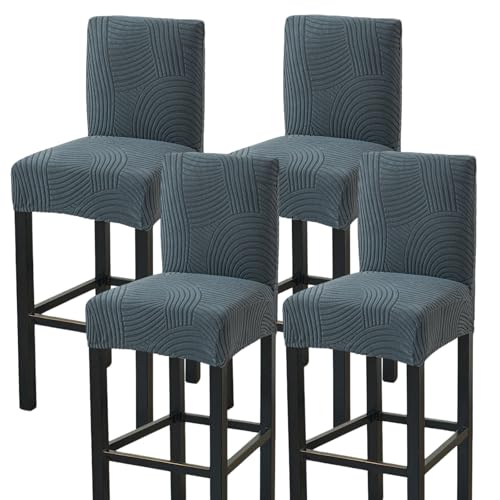 Image of HAOYONG Bar Stool Covers, Stretch Counter Stool Pub Chair Slipcover Washable Counter Height Chair Covers for Kitchen Dining Room Cafe Set of 4 (Dark Gray)