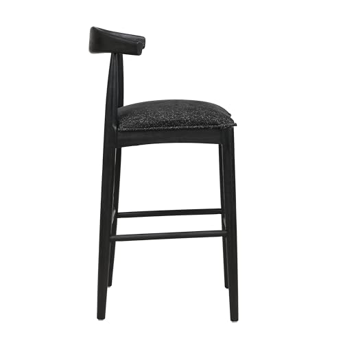 Christopher Knight Home Nami Butaco de Barra de Madera de 30.5'', Set de 2, Butaco Tapizado en Tela con Respaldo Curvo, Taburete de Cocina con Patas Delgadas en Taper y Reposapiés, Negro miniatura 7