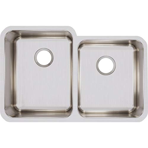 Best Promo Elkay ELUH3120R Lustertone Classic Offset Double Bowl Undermount Stainless Steel Sink