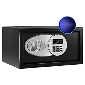 Sdstone Safe Box with Induction Light, Steel Structure Hidden Safe Box with Key & Digital Lock for Home and Company. Electronic Security Safe for Money. Wall or Cabinet Fixed Design, Protect Cash, Jewelry, Passport, 0.4 Cubic Feet