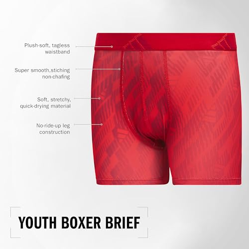 Image of adidas youth Performance Microfiber Boxer Briefs (4-pack Or 3-pack) Kids Graphic Underwear