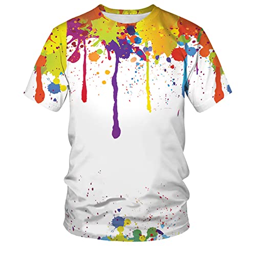 T-Shirt Manches Courtes Homme Imprimé Peinture Graffiti Dawwoti
