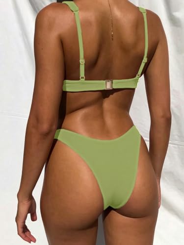 Image of Bathing Suits for Women Deep V Neck Sexy Two Piece Bikini Sets for Women Thong Halter Cheeky Swimsuit