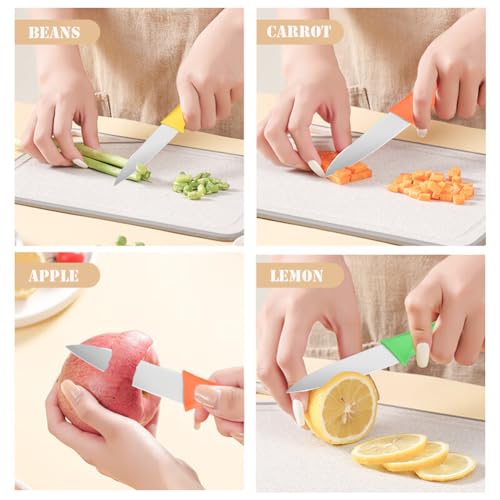 Foto von Astylway 4-tlg Gemüsemesser Set Obstmesser Schälmesser Allzweckmesser 4 Stück 10cm Klein Küchenmesser Mini Kochmesser Multicolor Schneidmesser ohne Wellenschliff Tomatenmesser