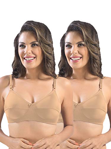 Image of SONARI Womens Cotton Everyday Bra | Non Padded, Wire Free, Comfortable Bra with Seamed Cups | Medium Coverage, Hook and Eye Closure for Everyday Wear | Adjustable Strap for a Customized Fit - Loreal