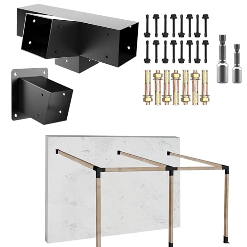 ITeVe.GD Lot de 2 Supports de pergola inclinés à 15°, équerre d'angle Droit à 4 Directions avec Base de Poteau de Fixation Murale pour pergolas, tonnelles, porches...