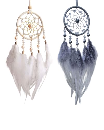 MYGLOAR 2 pièces d'attrape-rêves, Attrape-rêves en Plumes Faits à la Main, pour Filles et Enfants comme Cadeaux,décorations murales de Voiture suspendues pour...