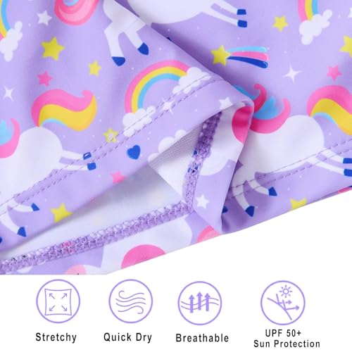 Image of Vogseek Girls Rash Guard Two Pieces Swimsuit Long Sleeve Bathing Suit for 3-10 Years