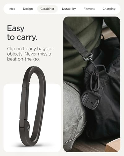 Image of Spigen Rugged Armor Designed for Google Pixel Buds 2a Case (2025) Cover with Keychain - Matte Black