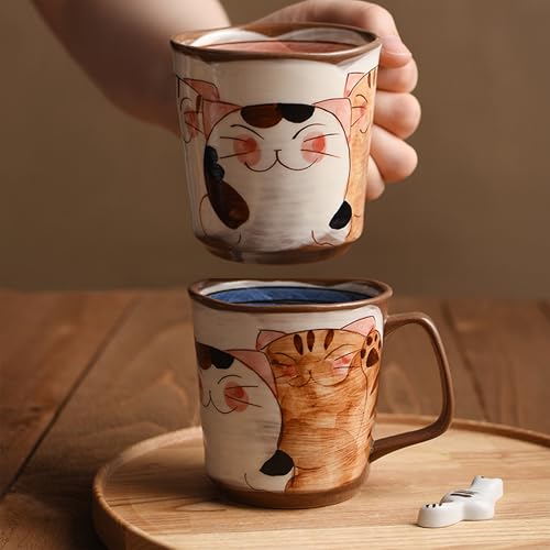 Set 2 tazas cerámica japonesa teñidas a mano 12 fl oz miniatura 6