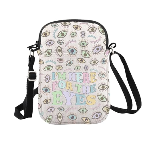 WCGXKO Novelty Optometry Crossbody Bag I’m Here For The Eyes Gift Eye Doctor Gift for Optometrist