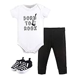 Little Treasure unisex baby Cotton Bodysuit, Pant and Shoe Layette Set, Born to Rock, 12-18 Months US