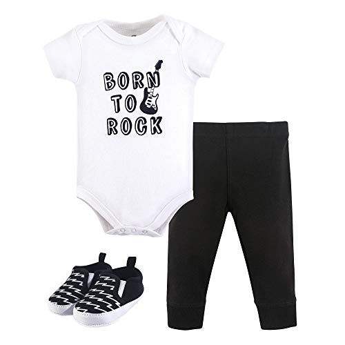 Image of Little Treasure Unisex Baby Cotton Bodysuit, Pant and Shoe Set