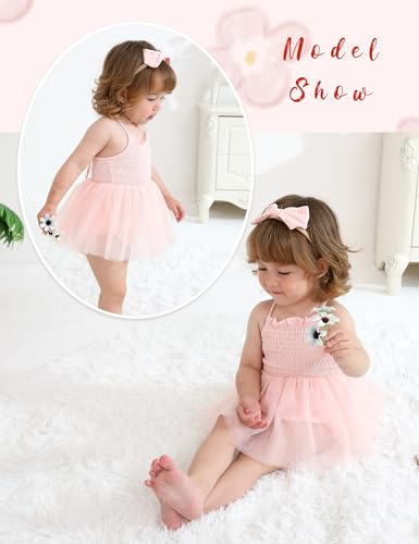 Infant Baby Girl Summer Romper Dress Sleeveless Strap Mesh Tutu Skirt Backless Bodysuit with Headband2