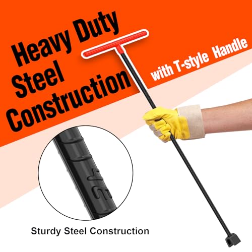 image for Eapele Water Meter Key 28 inch Enforced Steel T-Handle With 4-way Mult