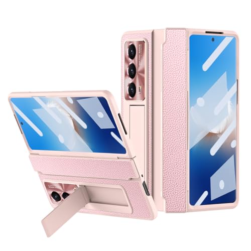Étui Honor Magic Vs2 antichoc rose, coque rabat rigide avec charge sans fil et stand