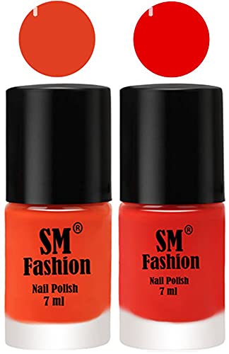 Image of Long Lasting Nail Polish | Nail Paint Combo 7 ml Each) - Set of 2 Reddish Orange -Fire Orange