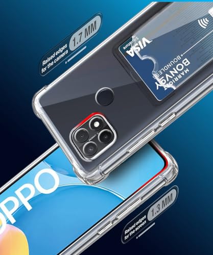 Image of WOW IMAGINE Transparent Back Cover Case for Oppo A15 | Oppo A15s | Flexible Built-in Slim Card Pockets Wallet | 360 Camera Protection TPU | Soft Silicone Mobile Cover - Transparent