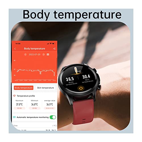 BEYSG Multifunctionele heren IP68 waterdichte sport smartwatch muziek controle timer informatie weer push smartwatch 2023 (kleur: rood 1, maat: A) - Afbeelding 4