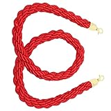 JUMPLAWN 1.5m Stanchion Rope Cordon Lanyard Für Menschenleitsysteme Anpassbare Absperrseile Mit Metallhaken Für Veranstaltungen Warteschlangen Und Sicherheitskontrolle Geflochten Rot