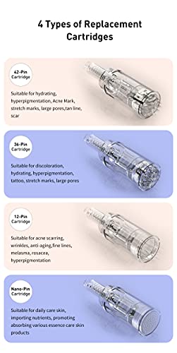 Puicmlna-Microneedling-Pen-with-12-Pcs-Pin-Nano-Cartridges-Size-01mm-3-x-42-pin-3-x-36-pin3-x-12-pin3-x-Nano-series-mixed-Puicmlna-Replacement-Cartridges-Disposable-Needles