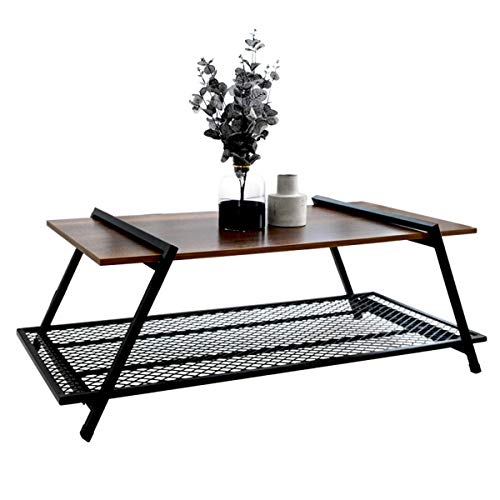 2- Layer Vintage Square Coffee Table, Wrought and Iron Wooden Apartmen 2- Layer Vintage Square Coffee Table, Wrought and Iron Wooden Apartmen