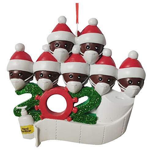 Cimiva Kit de Adorno navideño, Nombre Personalizado de Miembros de la Familia, Colgante de árbol de Navidad de muñeco de Nieve de Resina Colorida - 7 muñeco Negro