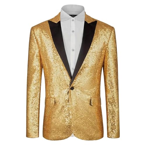 Mens Sequin Blazer Metallic Suit Disco Prom Shiny Suit Jacket Wedding Party Banquet Fashion Slim Tuxedo