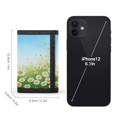 Fashion Slim Spring Daisy Flower Trifold Wallet, Wallet with Front Pocket Zipper And Key Chain, Wallets for Travel Outdoor2