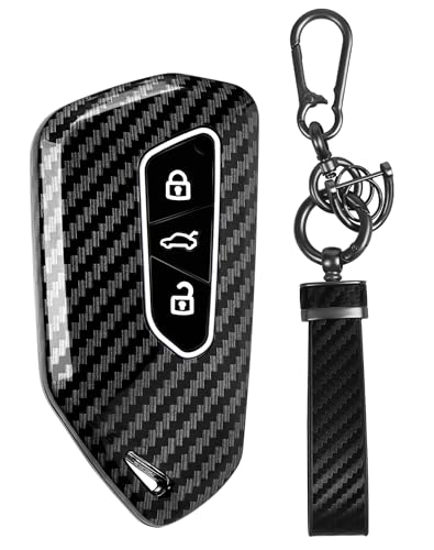 Autoschlüssel Hülle kompatibel mit VW Golf 8, Auto Schlüsselhülle 3-Tasten Auto Schlüssel Cover für VW ID3 ID4 E-Golf ab 12/2019 GTI GTE Clubsport, Schlüssel Hülle für Seat Leon MK 4 +Schlüsselanhänge