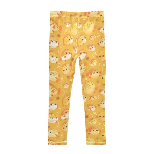 Cute Cartoon Puffer Fishs Kids Baby Girls Active Leggings Stretchy High Waisted Leg Yoga Pants Exercise2