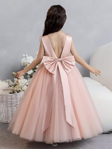 Pearl Tulle Flower Girl Dresses for Wedding Satin Pageant Dress Princess Kids Party Dress4