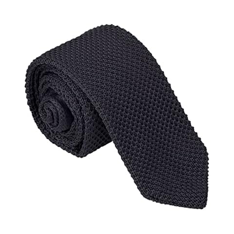 Dan Smith Dim Gray Party Slim Knitted Ties Plain Thin Knitted Ties Poly Narrow Tie Modern Minimalist C.C.G.B.021 Gray Cover
